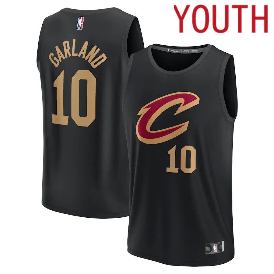Youth Cleveland Cavaliers #10 Darius Garland Fanatics Branded Black Statement Edition 2022-23 Fast Break Replica Player NBA Jersey->youth nba jersey->Youth Jersey